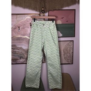 The Ragged Priest White and Lime Wave Jean